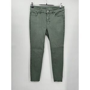 White House Black Market 4 The Skinny Crop Pants Women Green Rhinestone Stripe